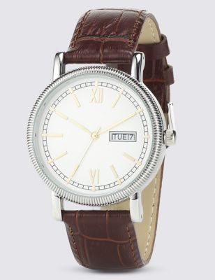 Round Face Day & Date Analogue Watch